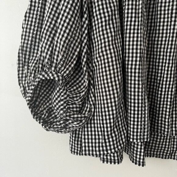 Max Studio B&W Gingham Top - Picture 2 of 5